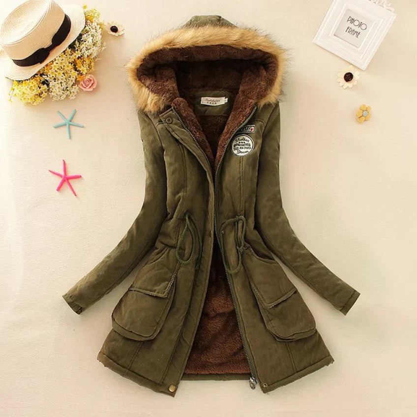 Krohn-e | Warme Gefütterte Winterjacke mit Kapuze für Damen