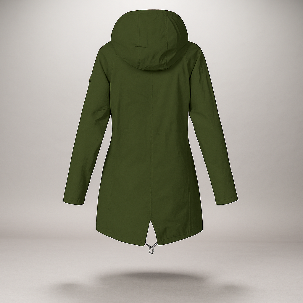 Krohn-e | Leichter, wasserdichter Mantel mit verstellbarer Kapuze für Frauen Jade
