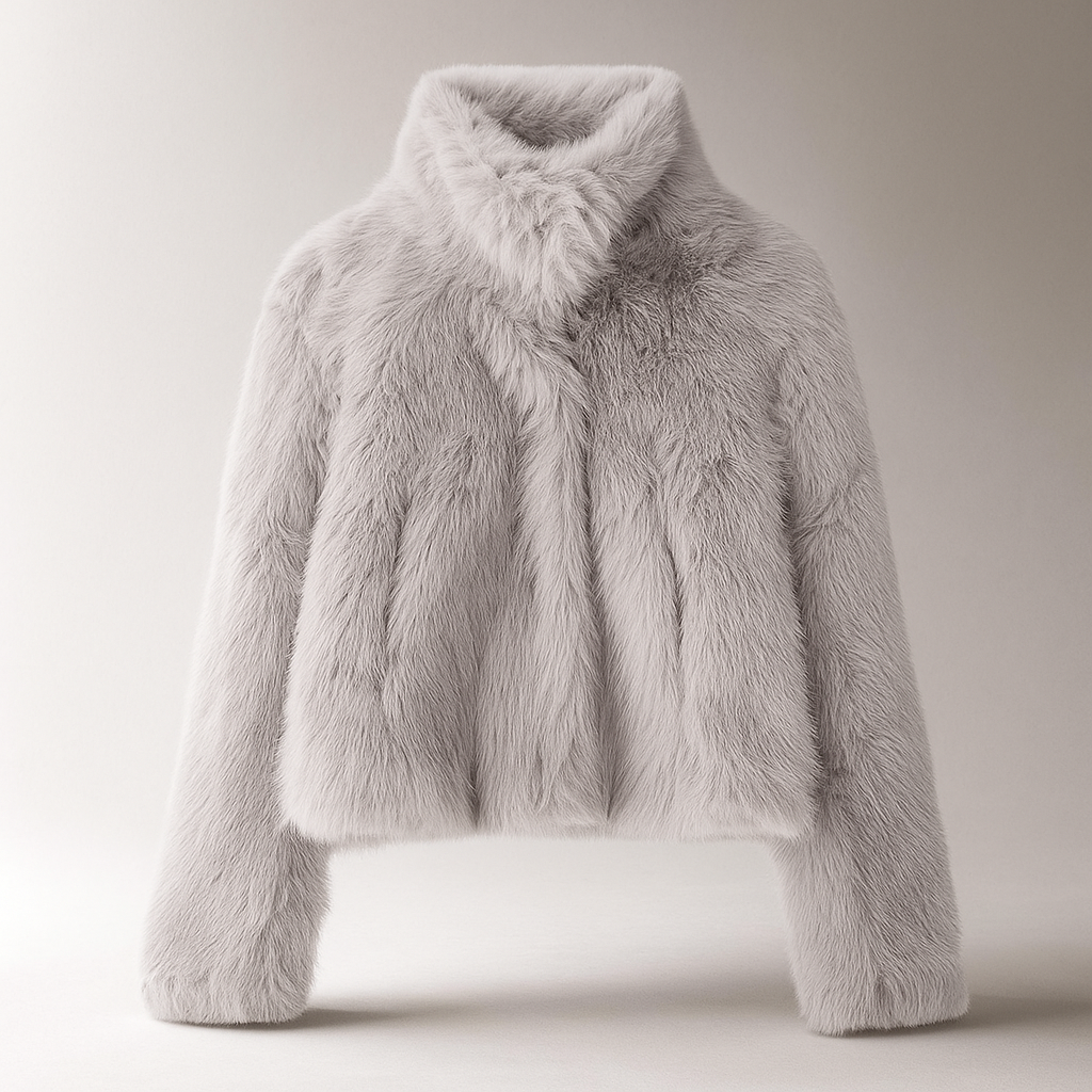 Krohn-e | Kurze Damenjacke aus elegantem veganem Kunstpelz