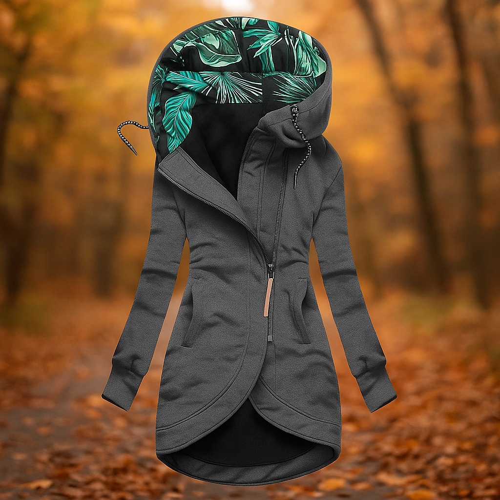 Krohn-e | Lange Kapuzenjacke mit asymmetrischem Design Ivanna
