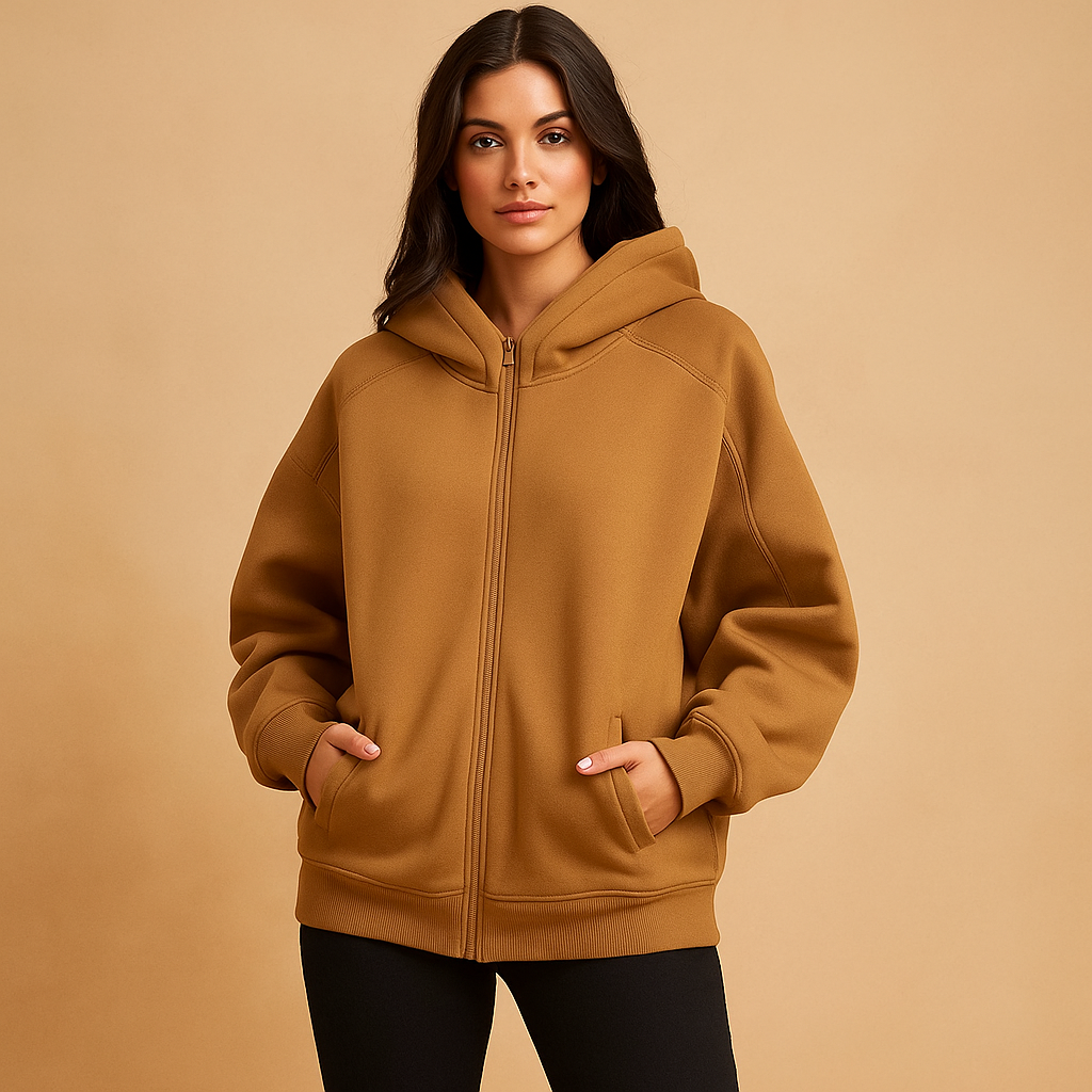 Krohn-e | Sweatshirt oversized mit Kapuze und Reißverschluss für Damen Yeni