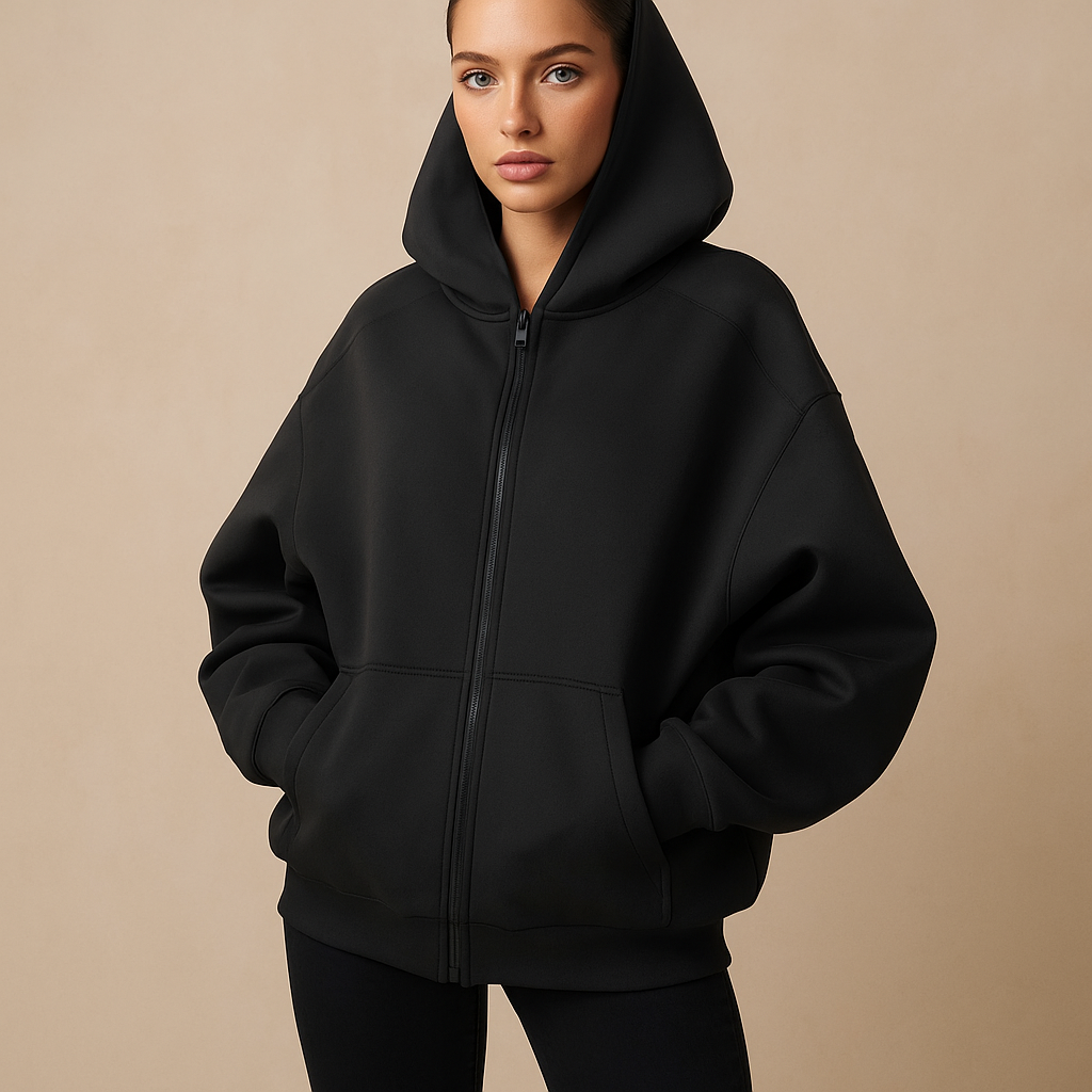 Krohn-e | Sweatshirt oversized mit Kapuze und Reißverschluss für Damen Yeni