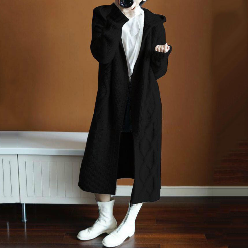 Damen Strickjacke mit Kapuze und feinem Textilmuster Krohn-e