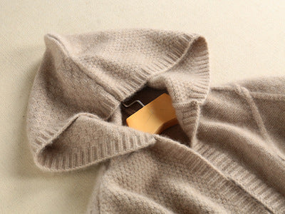 Damen Strickjacke mit Kapuze und feinem Textilmuster Krohn-e