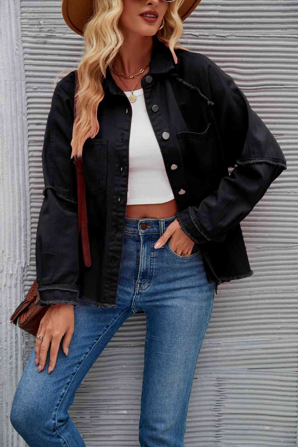Krohn-e | Raw Hem Kragen Denimjacke