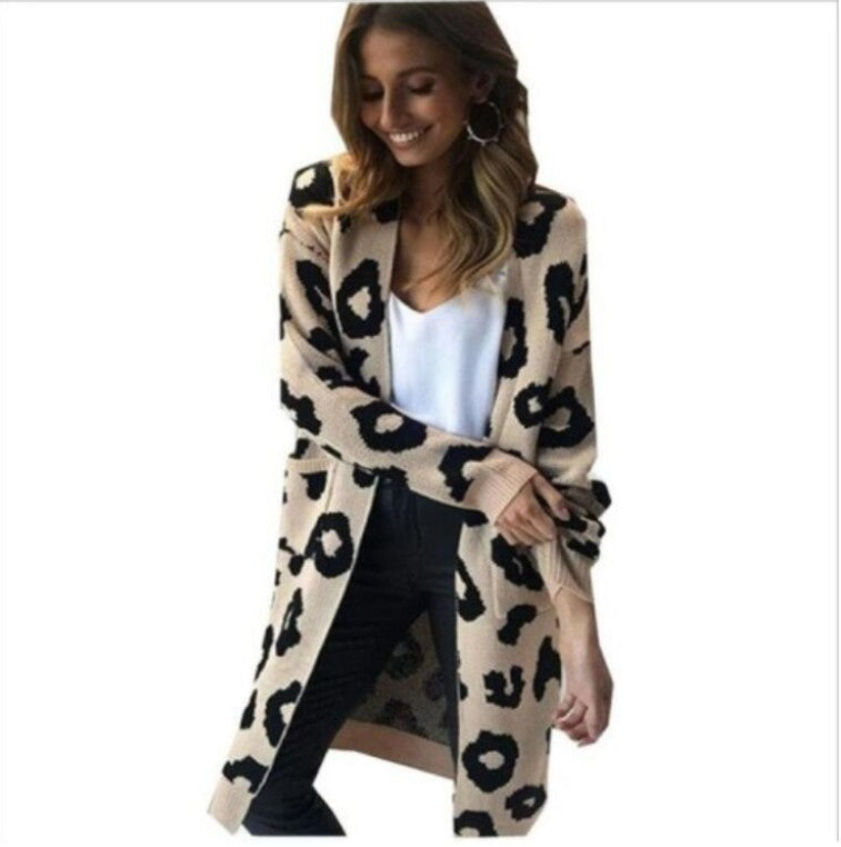 Damen Langstrickjacke mit trendigem Leopardenmuster Krohn-e