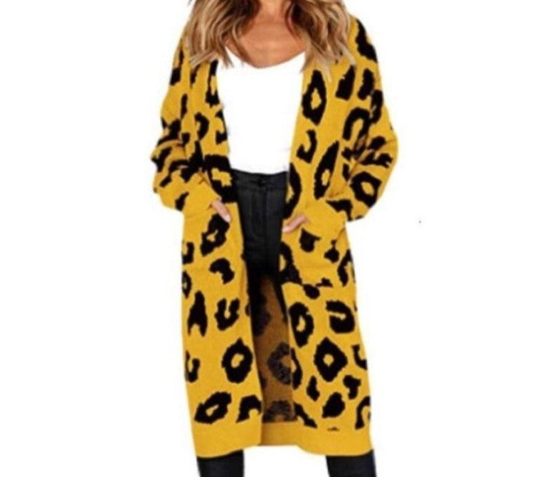 Damen Langstrickjacke mit trendigem Leopardenmuster Krohn-e