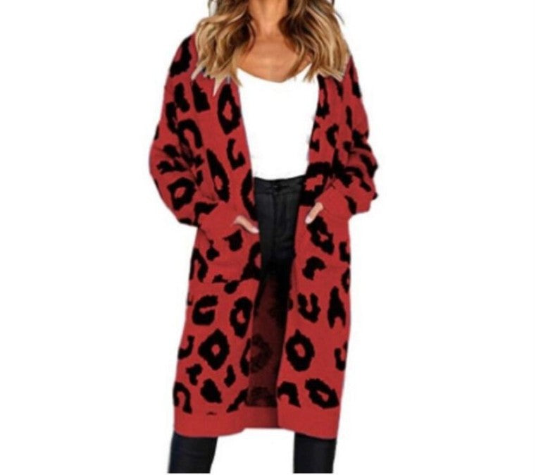 Damen Langstrickjacke mit trendigem Leopardenmuster Krohn-e