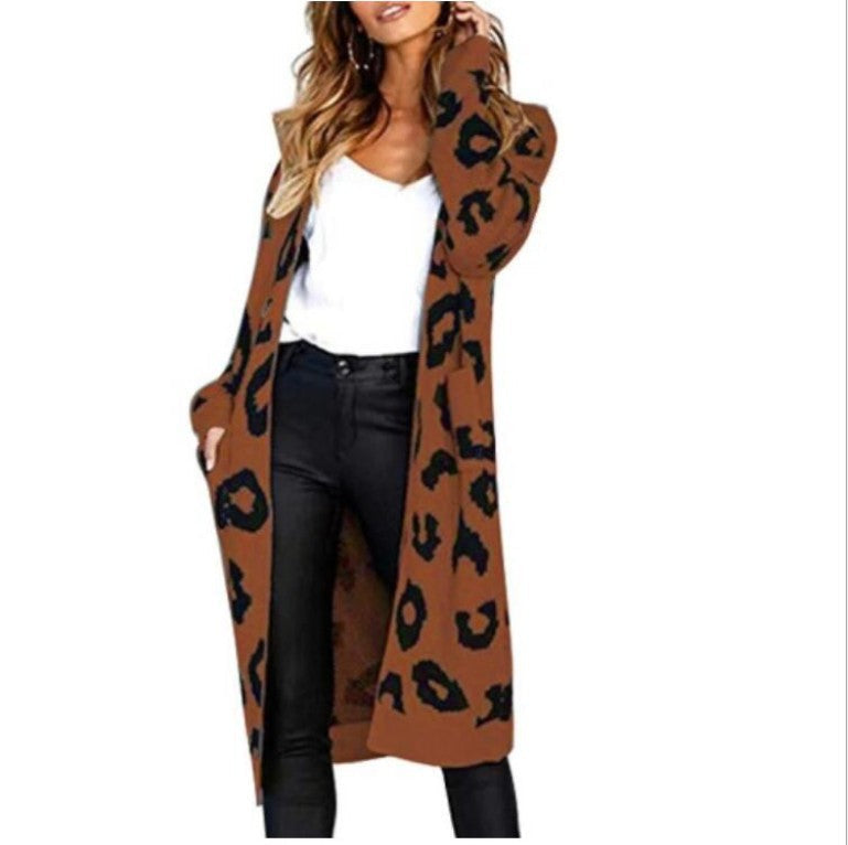 Damen Langstrickjacke mit trendigem Leopardenmuster Krohn-e