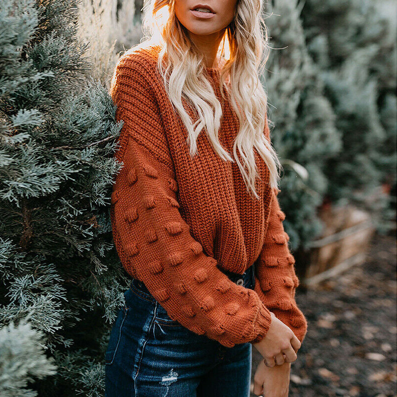 Damen Strickpullover mit strukturiertem Design und lässigen Puffärmeln Krohn-e