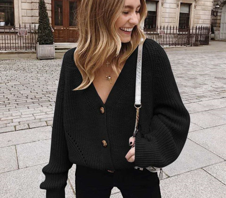 Damen Strickjacke mit tiefem V-Ausschnitt und Knöpfen Krohn-e