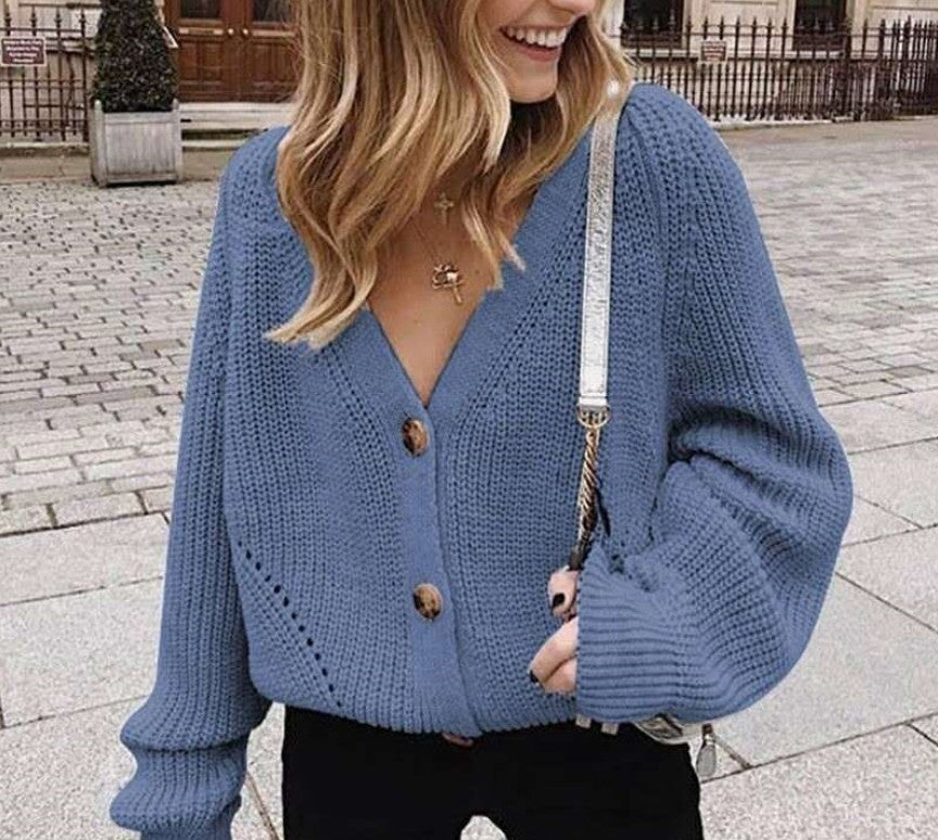 Damen Strickjacke mit tiefem V-Ausschnitt und Knöpfen Krohn-e