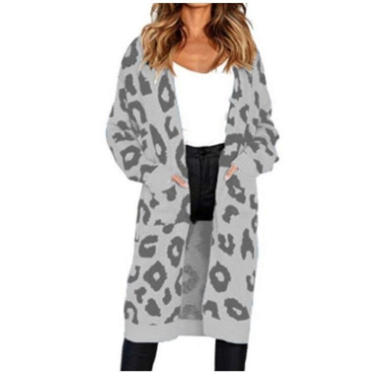 Damen Langstrickjacke mit trendigem Leopardenmuster Krohn-e