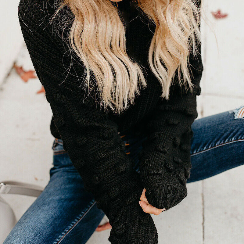 Damen Strickpullover mit strukturiertem Design und lässigen Puffärmeln Krohn-e