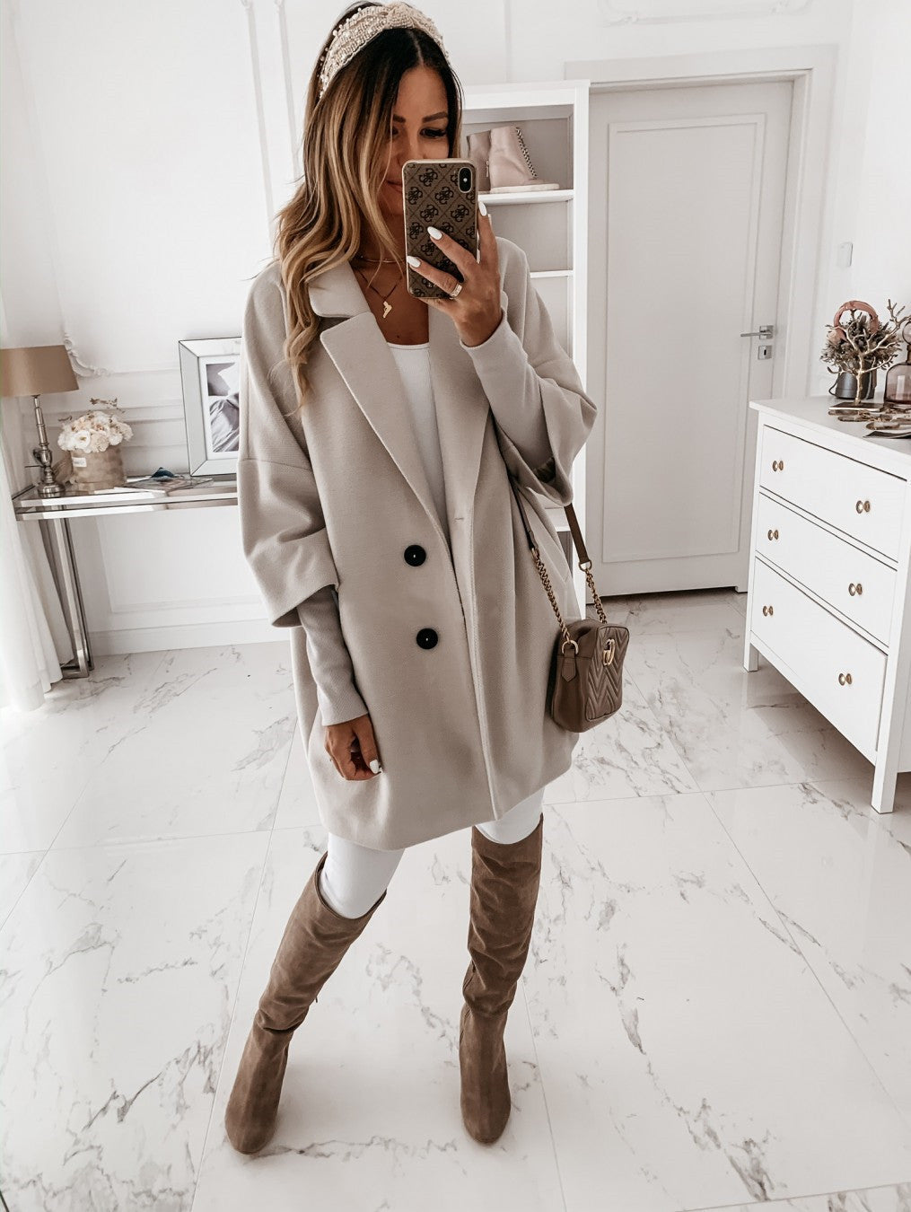 Damen lässiger Oversized-Mantel mit doppeltem Knopfverschluss Krohn-e