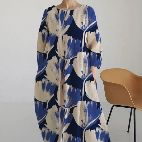 Baumwoll-Look Kleid mit 3D-Druck von Fudus