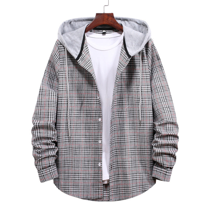 Herren Hemd mit integrierter Kapuze und modischem Karo-Design Krohn-e