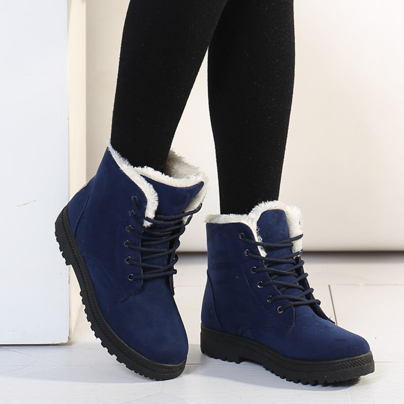 Krohn-e | Knöchel Stiefel - Wildleder - Schnürung Vorne - Kunstpelz-Besatz - Profilsohle