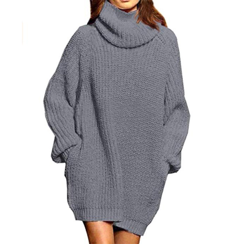 Damen Oversized Strickpullover mit hohem Kragen und weitem Schnitt Krohn-e