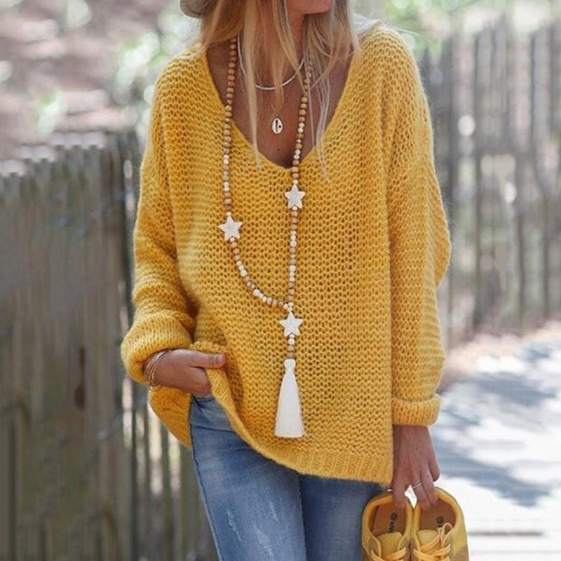 Damen lässiger Strickpullover mit tiefem V-Ausschnitt Krohn-e