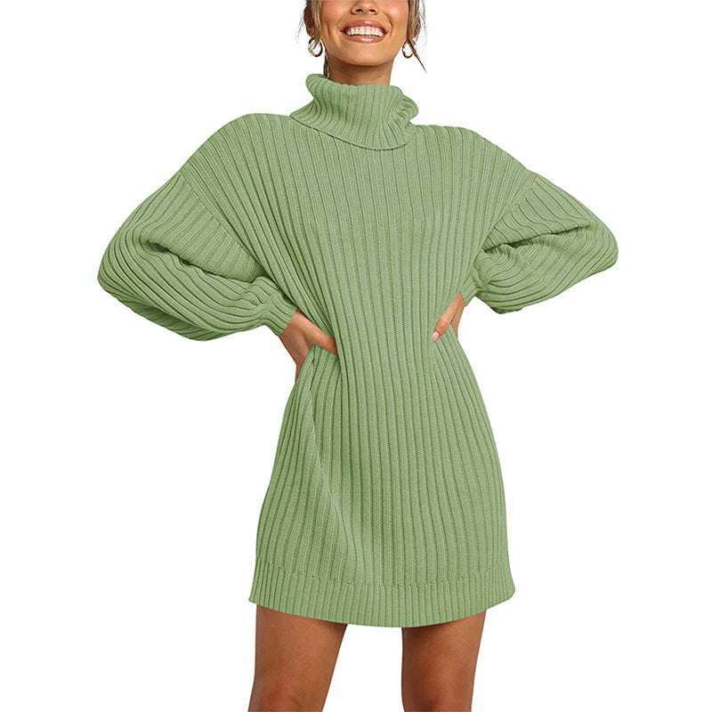 Damen Strickkleid mit hohem Kragen und weit geschnittenen Ärmeln Krohn-e