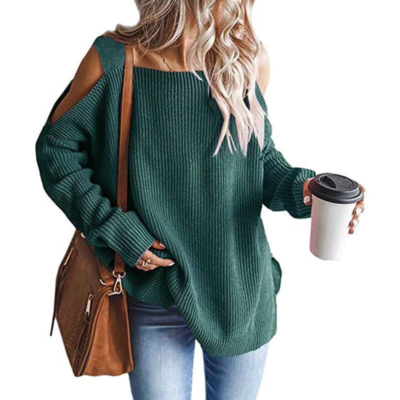 Damen Off-Shoulder Strickpullover mit modernen Details Krohn-e