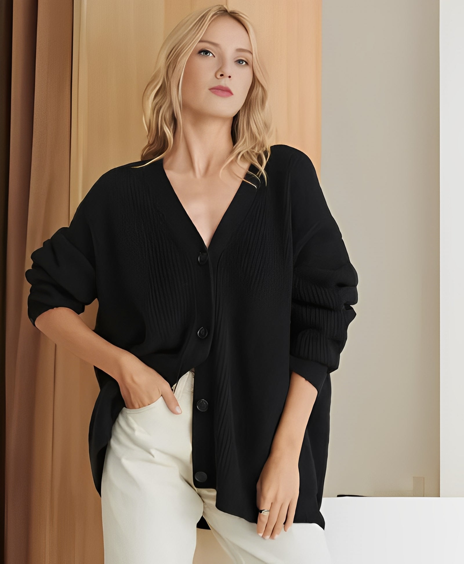 Krohn-e | Lässiger Oversize Strickcardigan aus Kaschmir für Damen