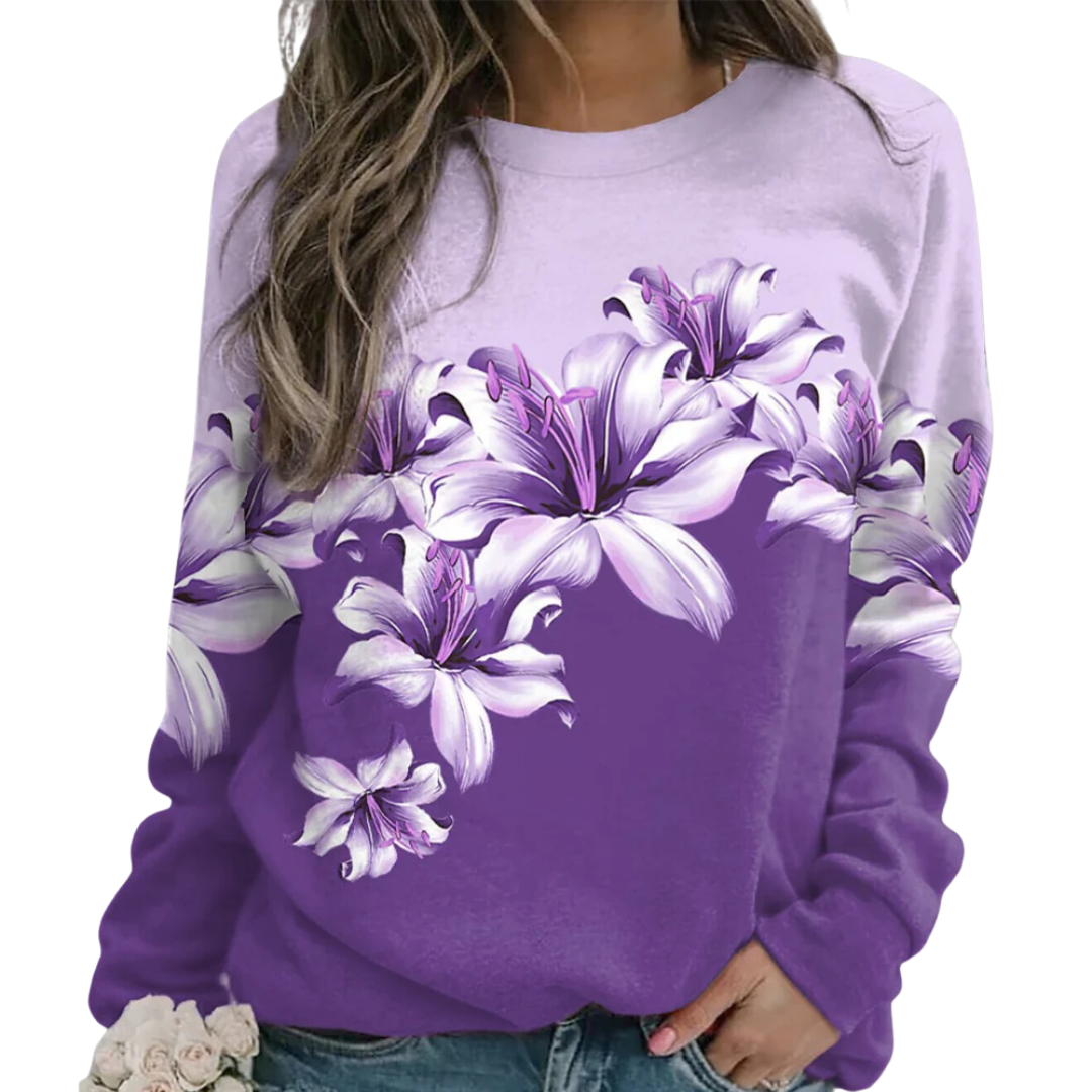 Damen-Sweatshirt mit Blumenmuster von Fudus