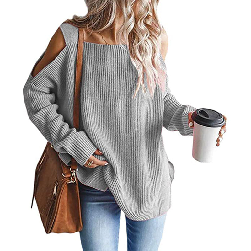 Damen Off-Shoulder Strickpullover mit modernen Details Krohn-e