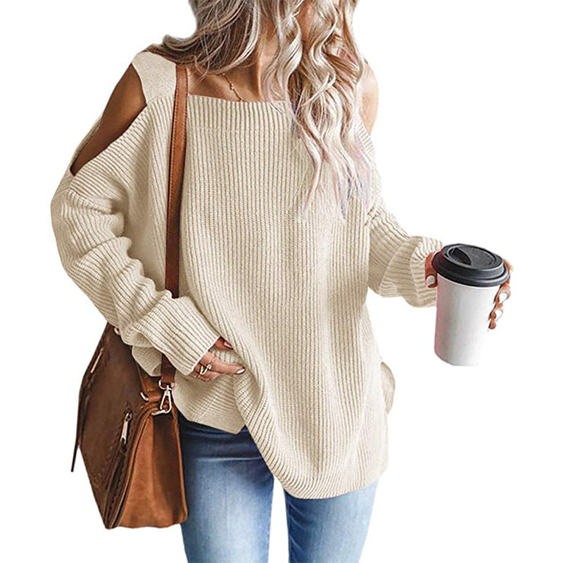 Damen Off-Shoulder Strickpullover mit modernen Details Krohn-e
