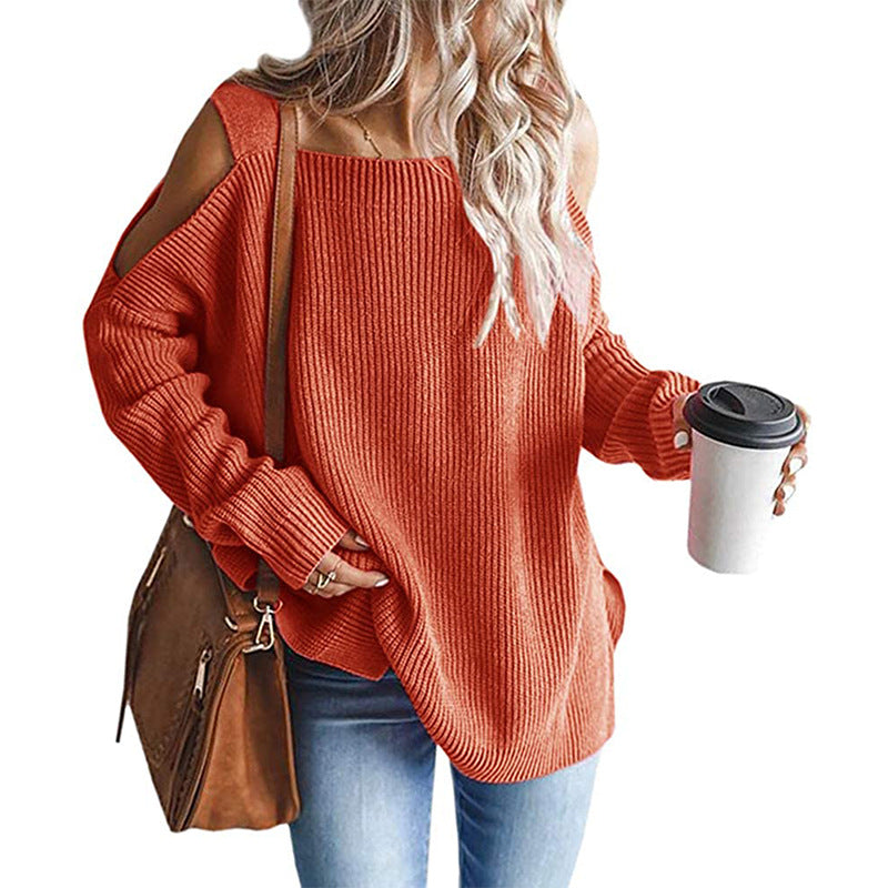 Damen Off-Shoulder Strickpullover mit modernen Details Krohn-e