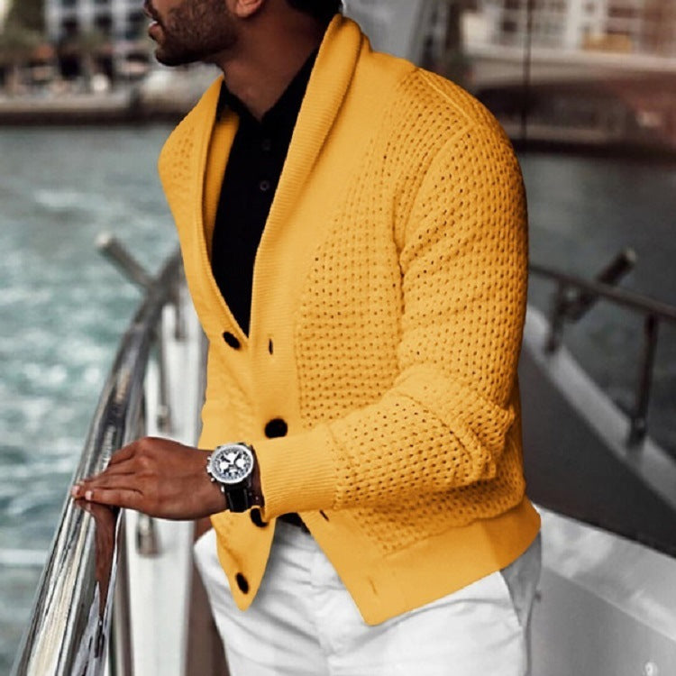 Herren Strickjacke mit strukturiertem Design und elegantem Schalkragen Krohn-e