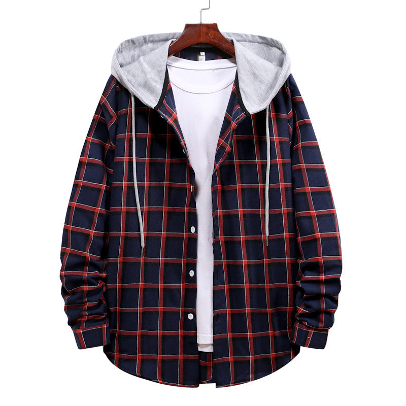 Herren Übergangsbluse mit Kapuze im karierten Look Krohn-e