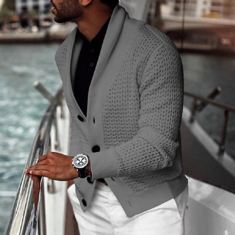 Herren Strickjacke mit strukturiertem Design und elegantem Schalkragen Krohn-e