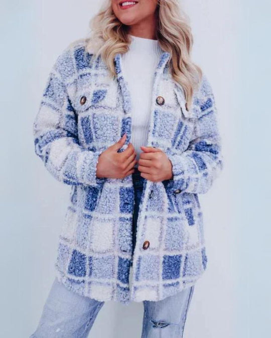 Krohn-e | Karierte Jacke Knopf Vorderseite