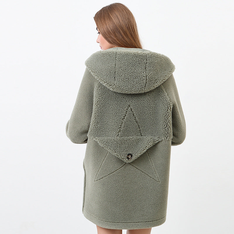 Damen Flauschige Kapuzenjacke mit Sternmotiv Krohn-e