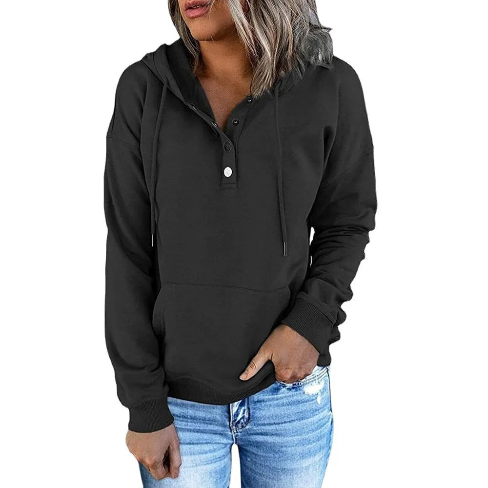 Damen Freizeit Hoodie Jacke mit Metallknöpfen von Fudus