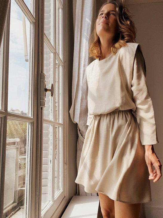Damen Kleid mit elegante Raffung und angeschnittenen Ärmeln Krohn-e