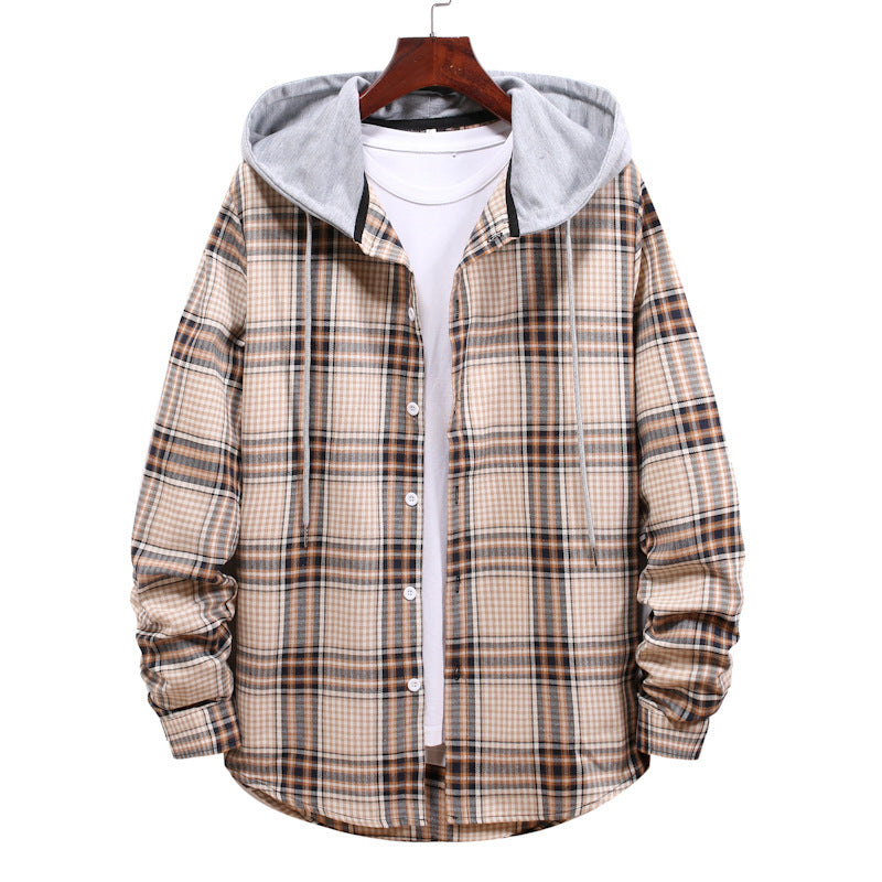 Herren Übergangsjacke mit integrierter Kapuze und Karomuster Krohn-e