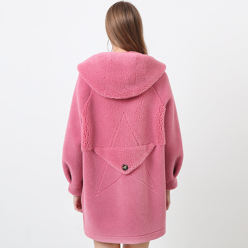 Damen Flauschige Kapuzenjacke mit Sternmotiv Krohn-e