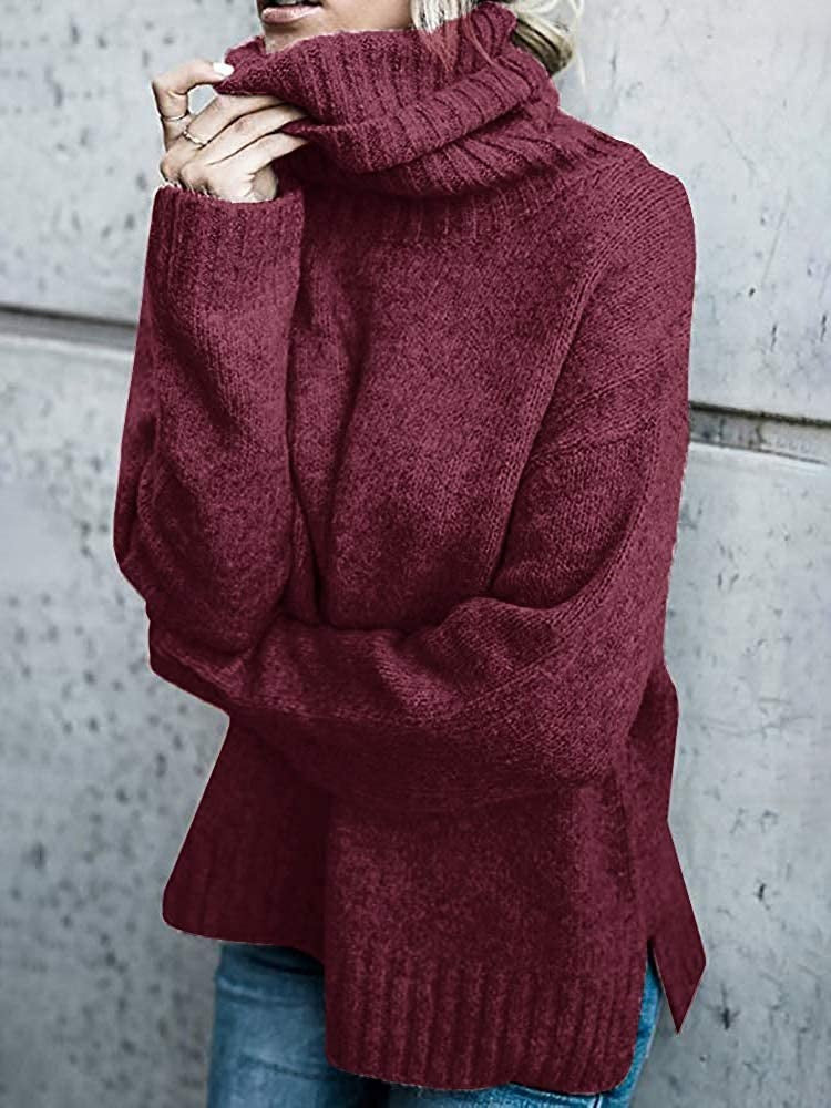 Damen Grobstrickpullover mit hohem Kragen und lässigem Schnitt Krohn-e