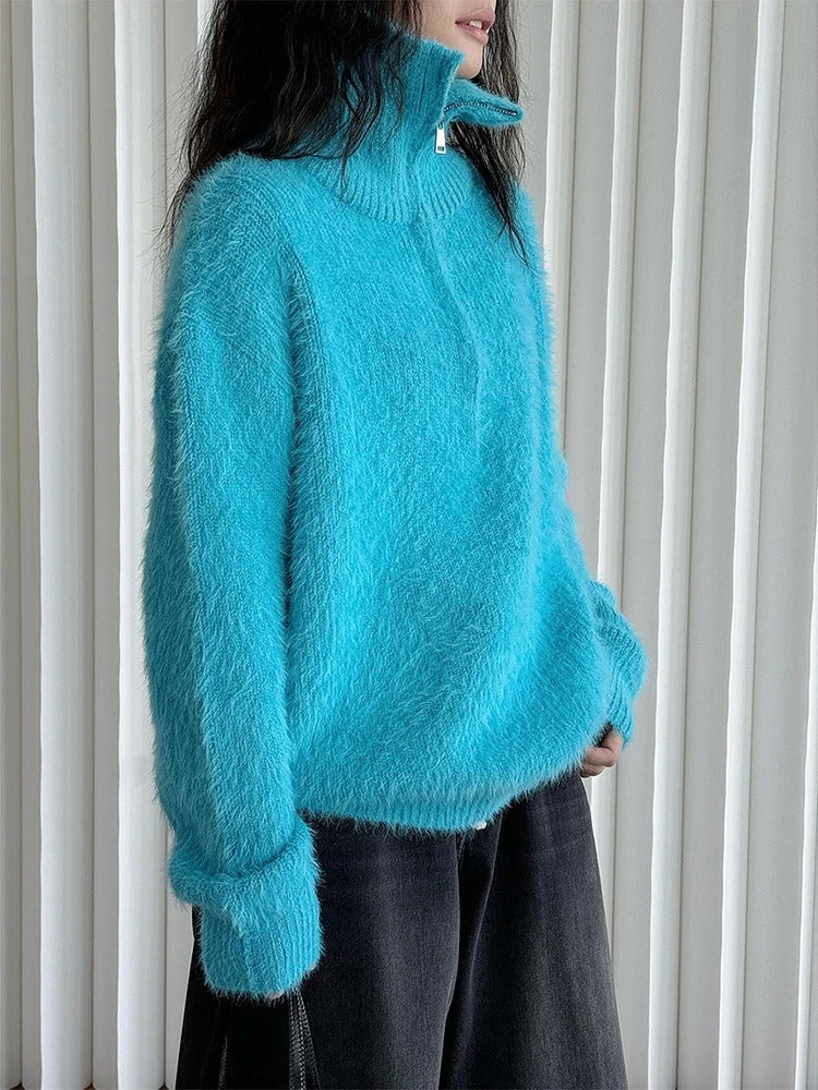 Krohn-e | Flauschiger Pullover mit Reißverschluss