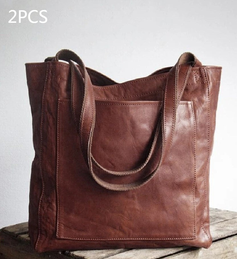 Vegan Leather Wine Bottle Tote Bag with Shoulder Strap and Pocket