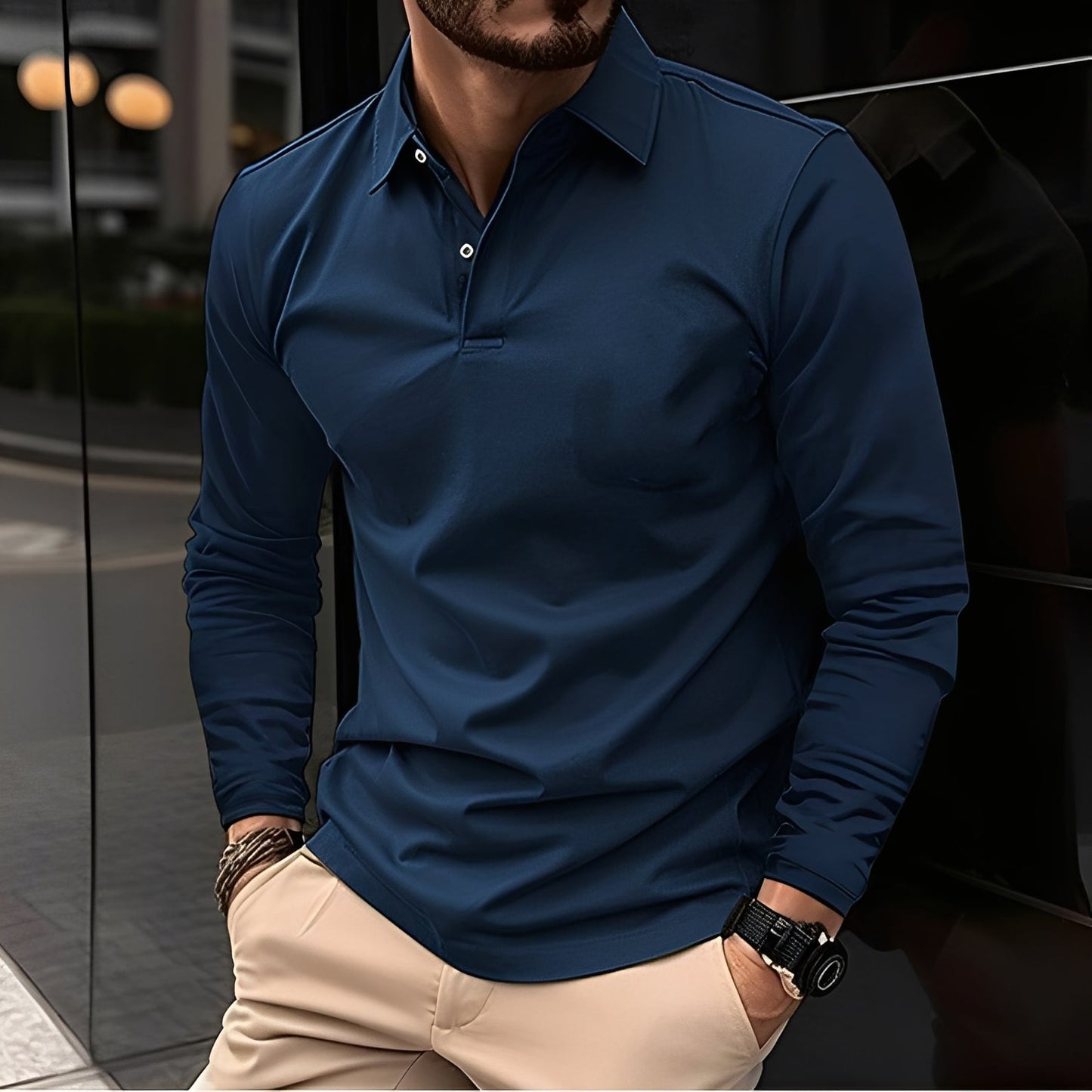 Colex | Herren Poloshirt Langarm Slim Fit Klassisches Polo