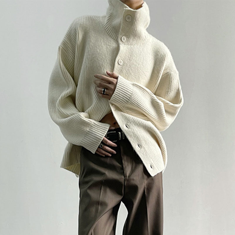 Krohn-e | Rippstrick-cardigan mit Knöpfen Weich und Warm Lässige Eleganz