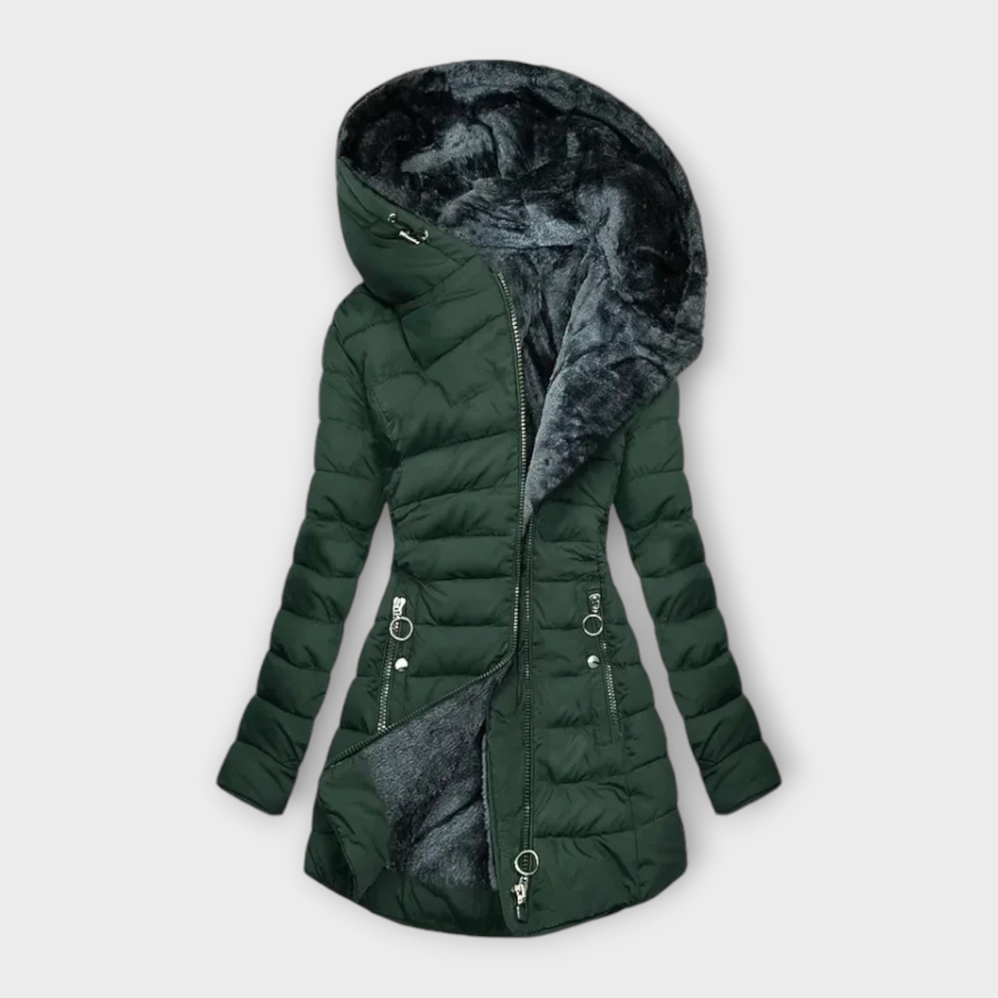 Krohn-e | Damen Lange Winterjacke mit Luxus Fellfutter