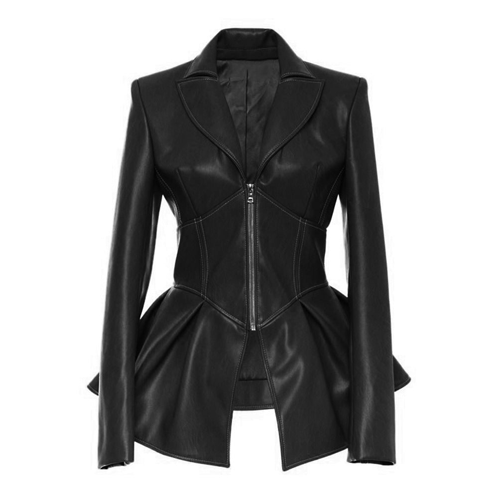 Damen stylische taillierte Echtlederjacke Krohn-e