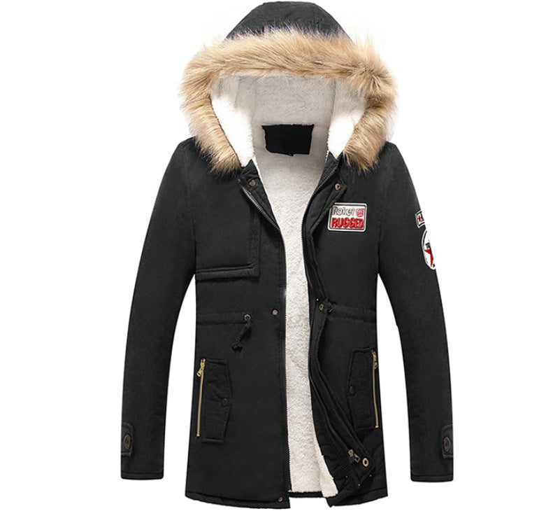 Herren modische Winterjacke mit Kunstfellkragen und praktischen Taschen Krohn-e