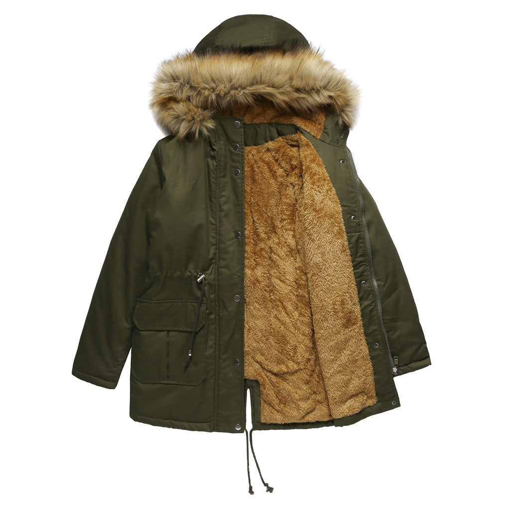 Damen warme Outdoor-Parka mit abnehmbarer Kapuze und luxuriösem Kunstfell Krohn-e