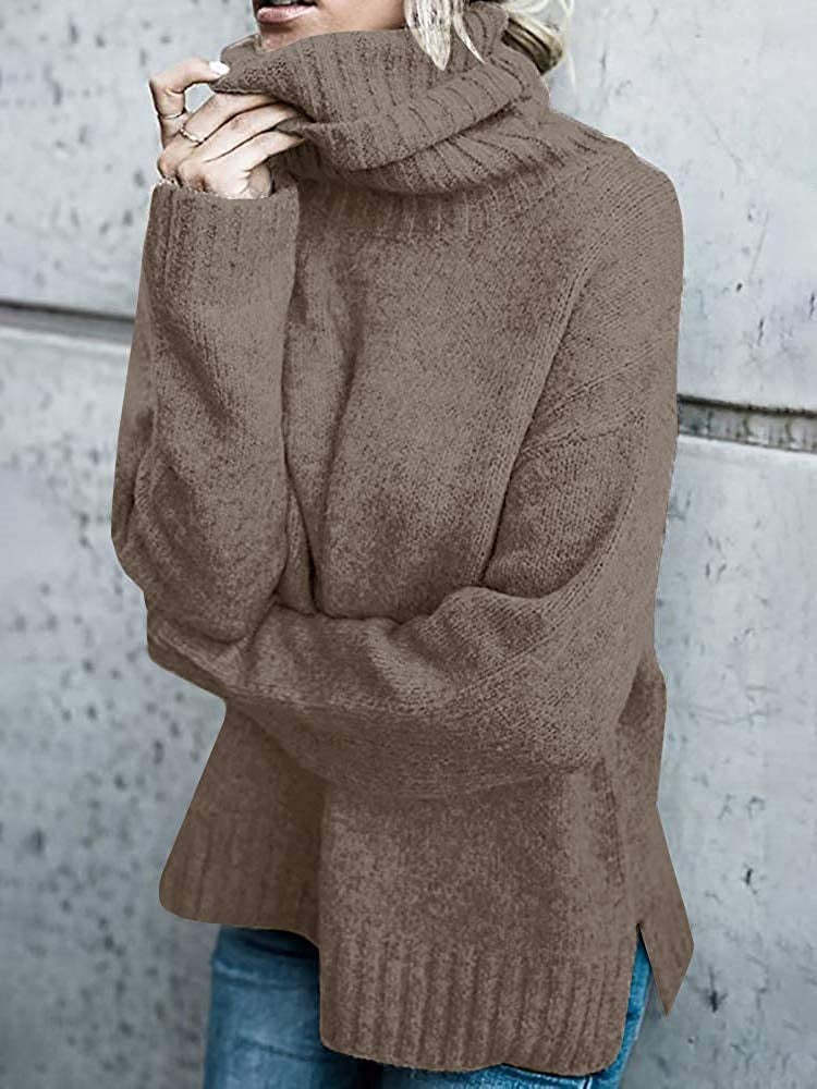 Damen Grobstrickpullover mit hohem Kragen und lässigem Schnitt Krohn-e
